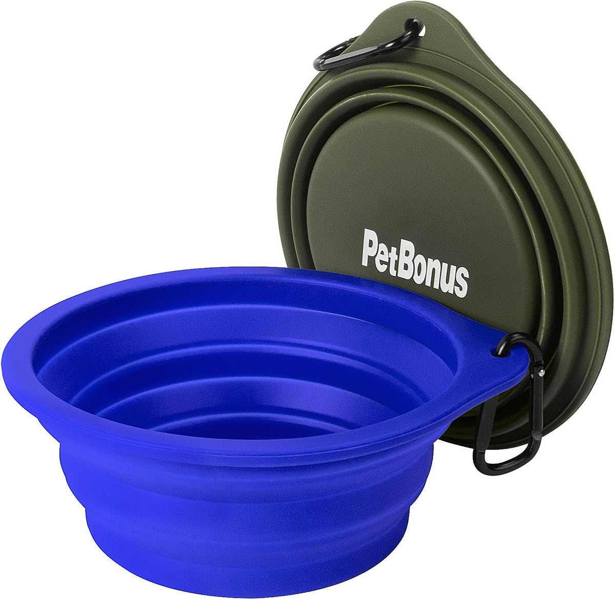 Ultimate 2-Pack Collapsible Dog Bowls: Portable, BPA-Free, Dishwasher Safe Travel Feeding Cups in Army Green & Blue