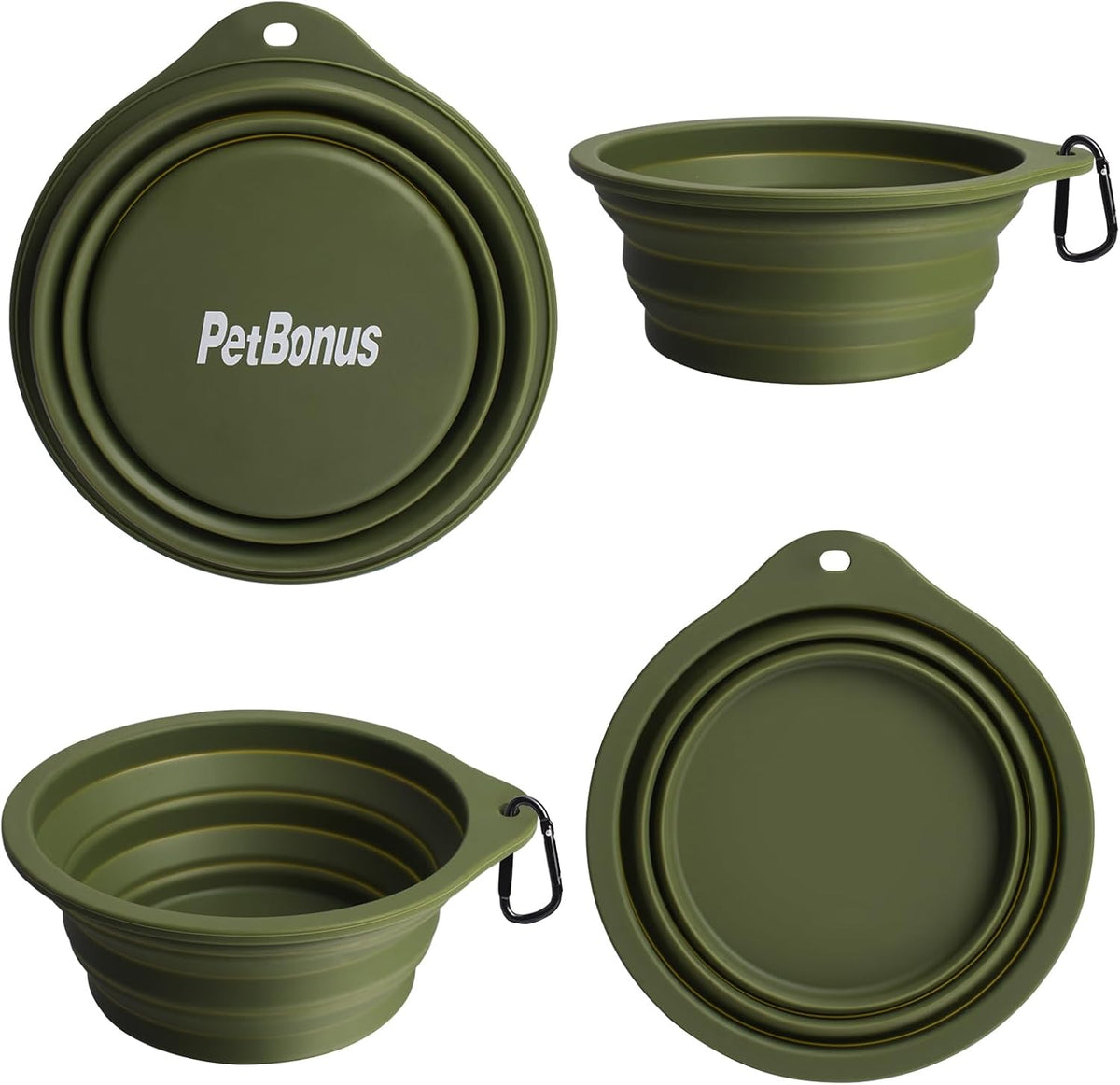 Ultimate 2-Pack Collapsible Dog Bowls: Portable, BPA-Free, Dishwasher Safe Travel Feeding Cups in Army Green & Blue