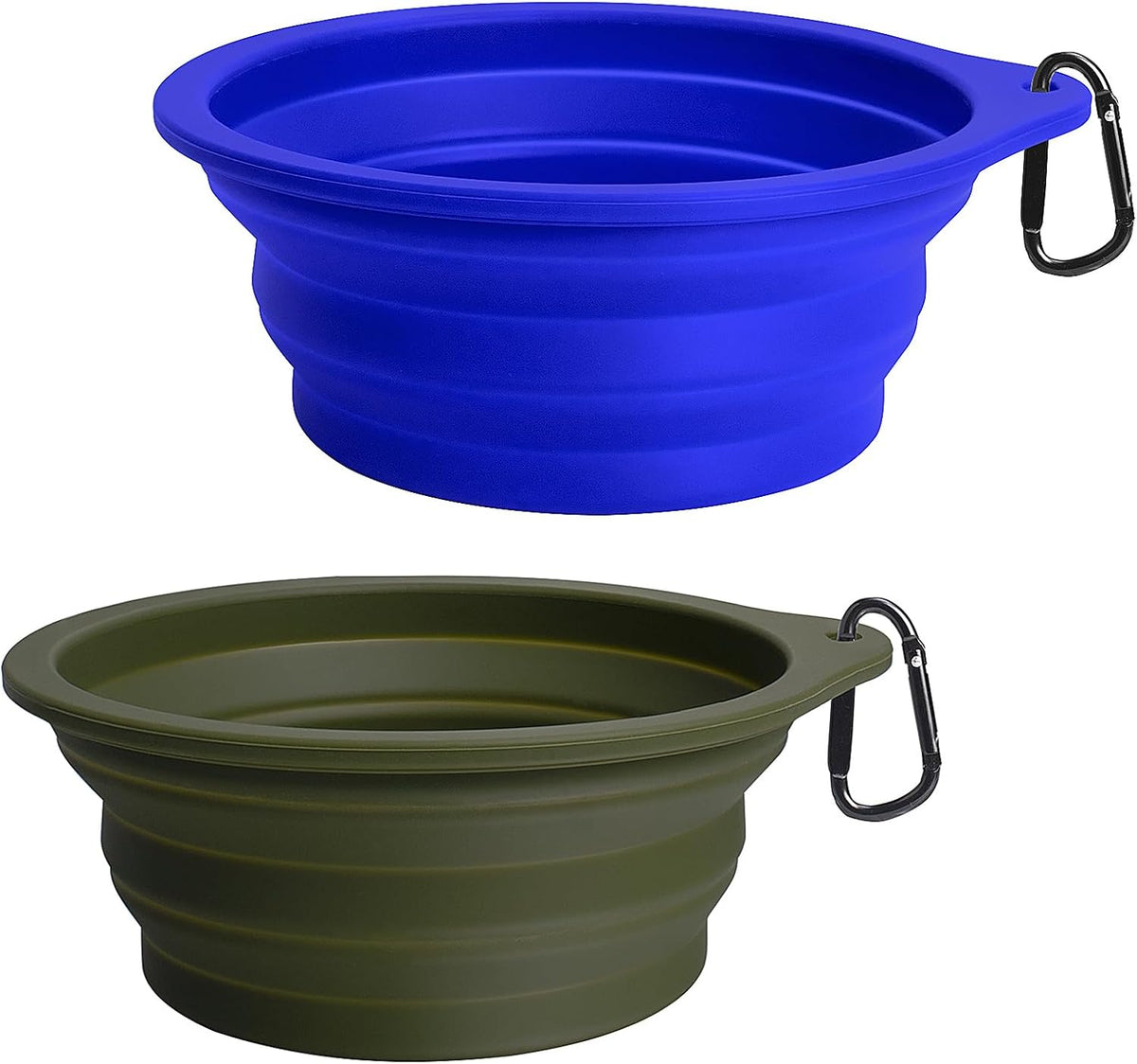 Ultimate 2-Pack Collapsible Dog Bowls: Portable, BPA-Free, Dishwasher Safe Travel Feeding Cups in Army Green & Blue