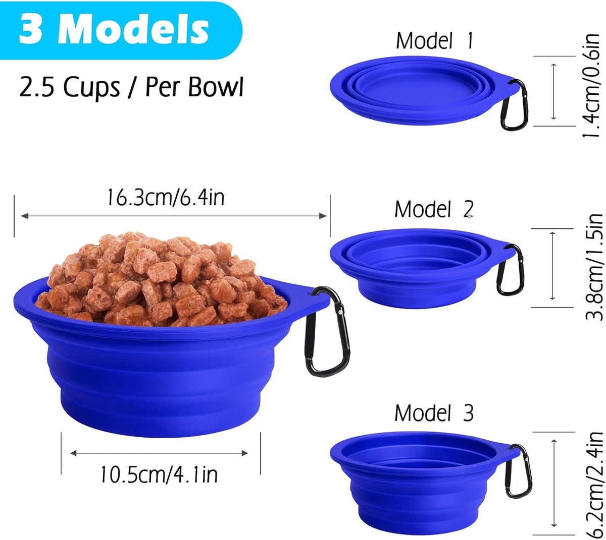 Ultimate 2-Pack Collapsible Dog Bowls: Portable, BPA-Free, Dishwasher Safe Travel Feeding Cups in Army Green & Blue